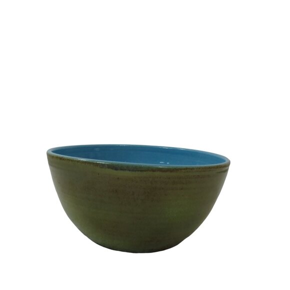 Vintage Handcrafted Green Blue Ceramic Bowl Signed J K Dryden Original 1983 - Picture 7 of 8